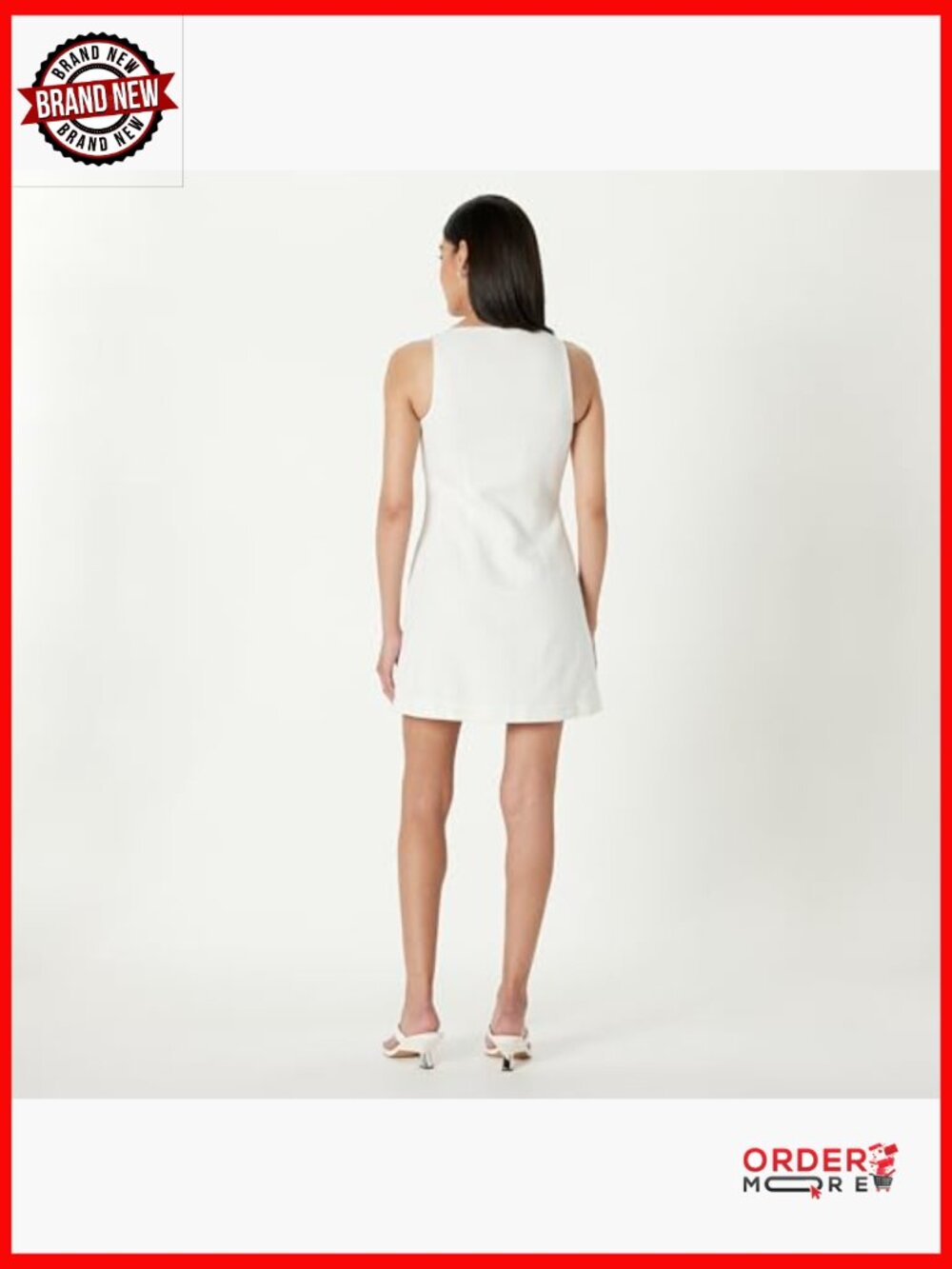 Button Down Linen Mini Dress A-Line Sleeveless Regular Fit - Picture 2 of 7